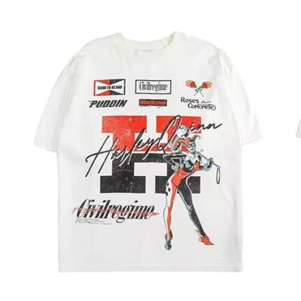 Civil Harley Quinn T Shirt - White front side